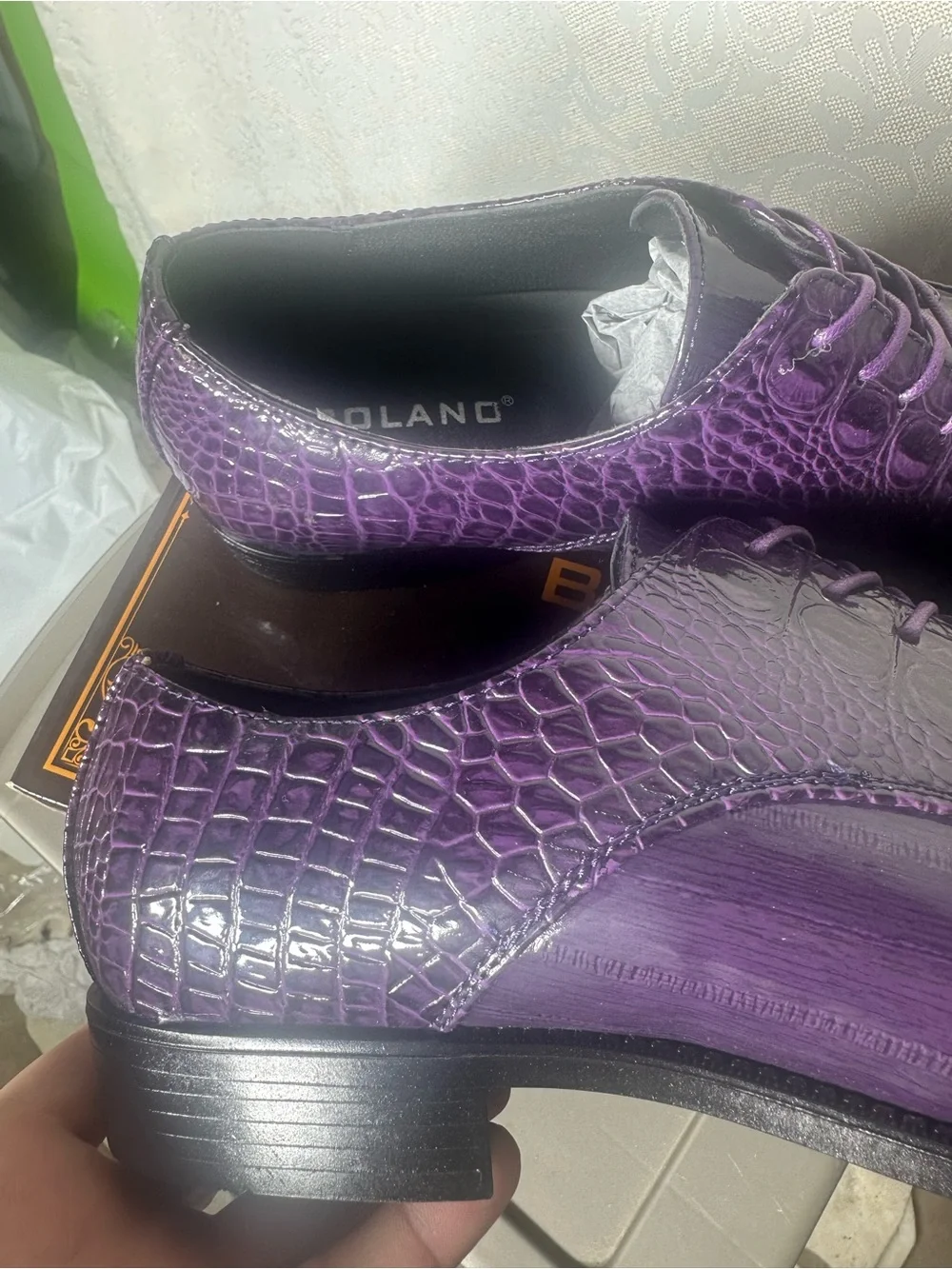 Bolano Bandit-049 Purple Faux Leather Men's Dress Oxford Shoes Size 12 Lace-Up